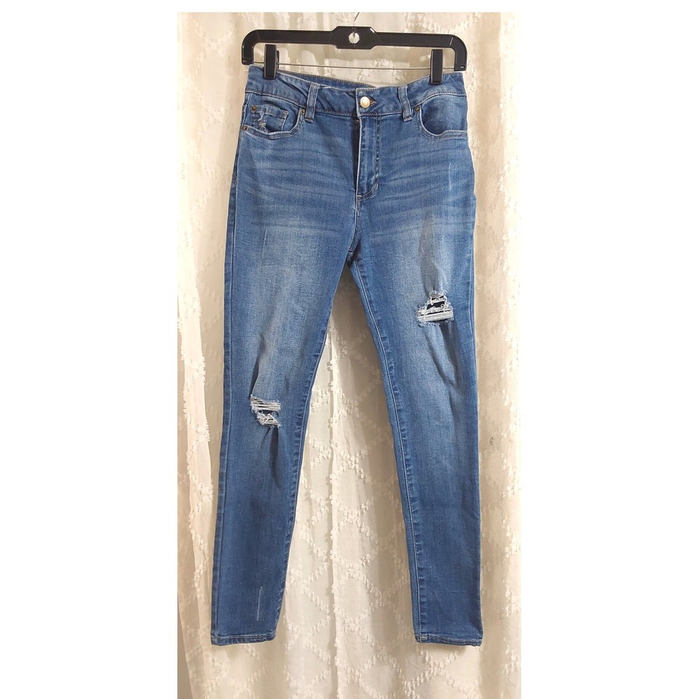 d.jeans‎ Womens Size 6 Medium Wash Distressed Ripped Skinny Denim Blue Jeans